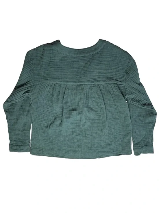 Madewell Lightspun Evert Cotton Gauze Top in Midnight Green • Size Medium - Picture 2 of 7
